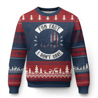 Fun Fact I Dont Care Ugly Christmas Sweater Retro US Flag Skull Skeleton Funny Saying Quote