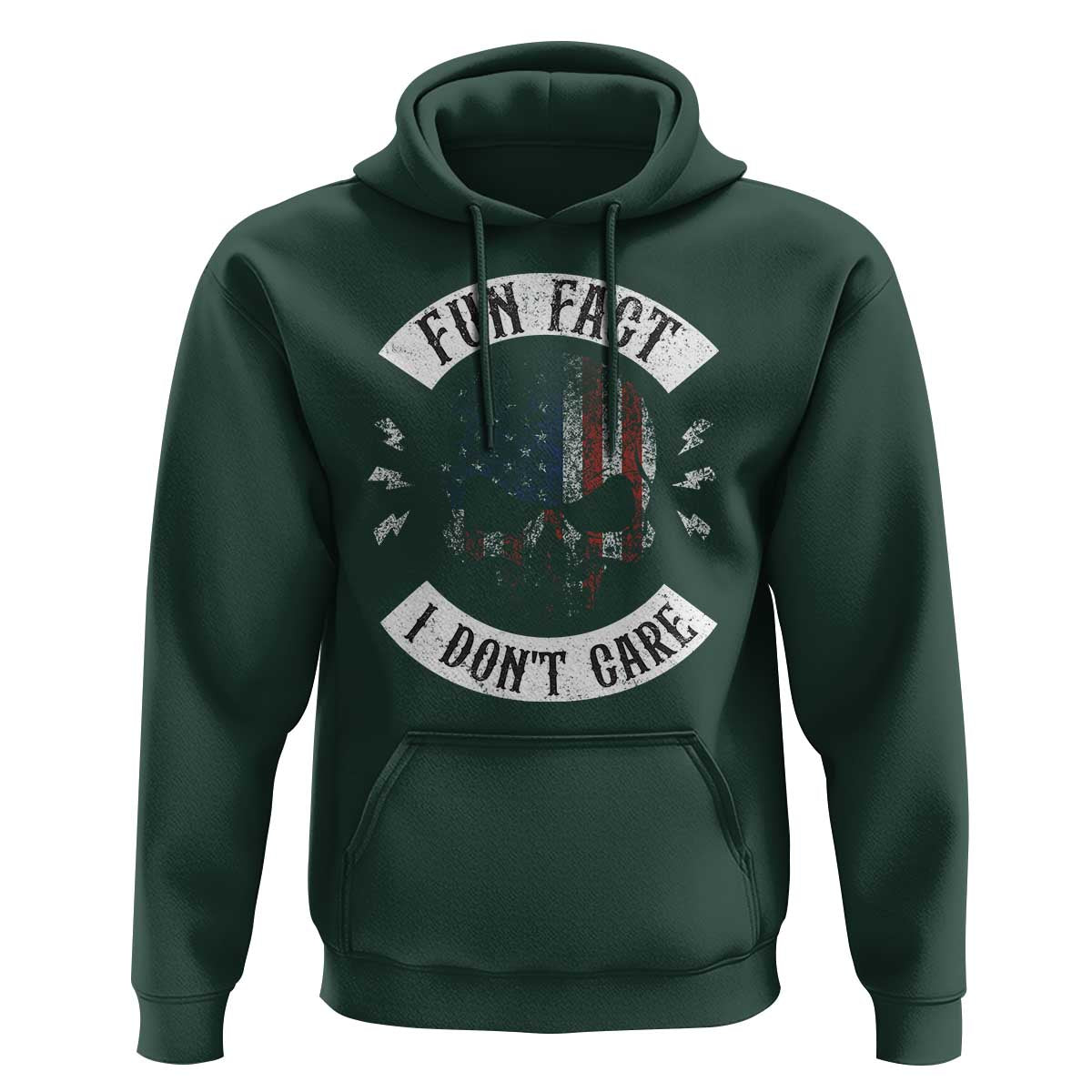 Fun Fact I Dont Care Hoodie Retro US Flag Skull Skeleton Funny Saying Quote