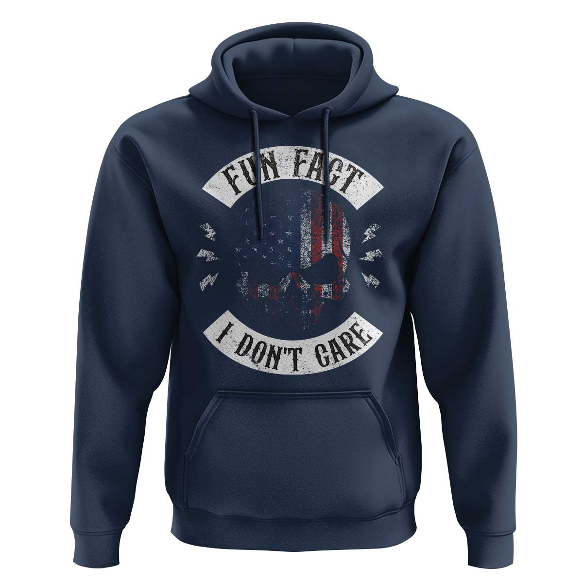 Fun Fact I Dont Care Hoodie Retro US Flag Skull Skeleton Funny Saying Quote
