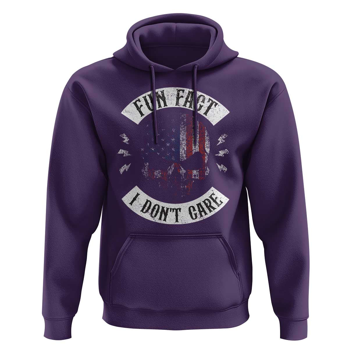 Fun Fact I Dont Care Hoodie Retro US Flag Skull Skeleton Funny Saying Quote
