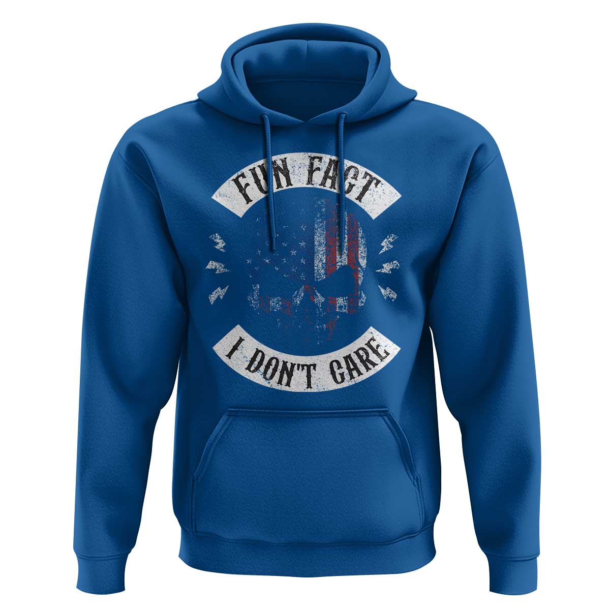 Fun Fact I Dont Care Hoodie Retro US Flag Skull Skeleton Funny Saying Quote