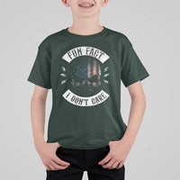 Fun Fact I Dont Care T Shirt For Kid Retro US Flag Skull Skeleton Funny Saying Quote