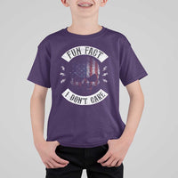 Fun Fact I Dont Care T Shirt For Kid Retro US Flag Skull Skeleton Funny Saying Quote