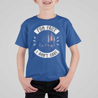 Fun Fact I Dont Care T Shirt For Kid Retro US Flag Skull Skeleton Funny Saying Quote