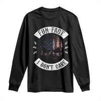 Fun Fact I Dont Care Long Sleeve Shirt Retro US Flag Skull Skeleton Funny Saying Quote