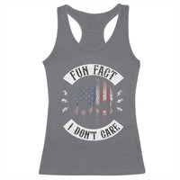 Fun Fact I Dont Care Racerback Tank Top Retro US Flag Skull Skeleton Funny Saying Quote
