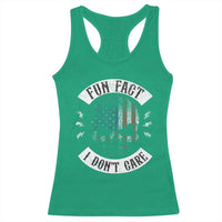 Fun Fact I Dont Care Racerback Tank Top Retro US Flag Skull Skeleton Funny Saying Quote