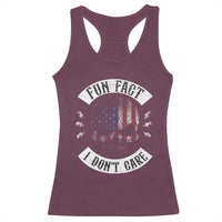 Fun Fact I Dont Care Racerback Tank Top Retro US Flag Skull Skeleton Funny Saying Quote