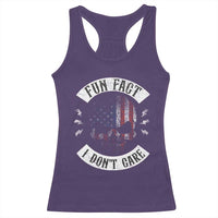 Fun Fact I Dont Care Racerback Tank Top Retro US Flag Skull Skeleton Funny Saying Quote