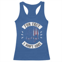 Fun Fact I Dont Care Racerback Tank Top Retro US Flag Skull Skeleton Funny Saying Quote