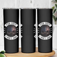 Fun Fact I Dont Care Skinny Tumbler Retro US Flag Skull Skeleton Funny Saying Quote