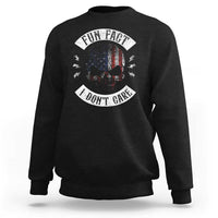 Fun Fact I Dont Care Sweatshirt Retro US Flag Skull Skeleton Funny Saying Quote