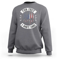 Fun Fact I Dont Care Sweatshirt Retro US Flag Skull Skeleton Funny Saying Quote