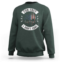 Fun Fact I Dont Care Sweatshirt Retro US Flag Skull Skeleton Funny Saying Quote