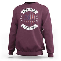 Fun Fact I Dont Care Sweatshirt Retro US Flag Skull Skeleton Funny Saying Quote