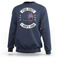 Fun Fact I Dont Care Sweatshirt Retro US Flag Skull Skeleton Funny Saying Quote