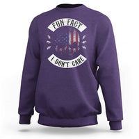 Fun Fact I Dont Care Sweatshirt Retro US Flag Skull Skeleton Funny Saying Quote