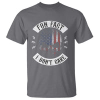Fun Fact I Dont Care T Shirt Retro US Flag Skull Skeleton Funny Saying Quote