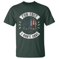 Fun Fact I Dont Care T Shirt Retro US Flag Skull Skeleton Funny Saying Quote
