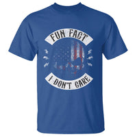 Fun Fact I Dont Care T Shirt Retro US Flag Skull Skeleton Funny Saying Quote