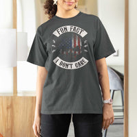 Fun Fact I Dont Care T Shirt For Women Retro US Flag Skull Skeleton Funny Saying Quote