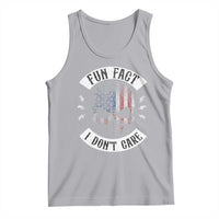 Fun Fact I Dont Care Tank Top Retro US Flag Skull Skeleton Funny Saying Quote