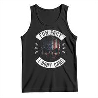 Fun Fact I Dont Care Tank Top Retro US Flag Skull Skeleton Funny Saying Quote