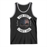 Fun Fact I Dont Care Tank Top Retro US Flag Skull Skeleton Funny Saying Quote