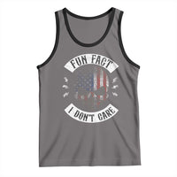 Fun Fact I Dont Care Tank Top Retro US Flag Skull Skeleton Funny Saying Quote