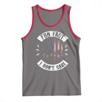Fun Fact I Dont Care Tank Top Retro US Flag Skull Skeleton Funny Saying Quote