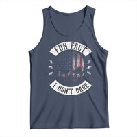 Fun Fact I Dont Care Tank Top Retro US Flag Skull Skeleton Funny Saying Quote