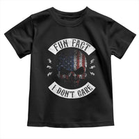 Fun Fact I Dont Care Toddler T Shirt Retro US Flag Skull Skeleton Funny Saying Quote
