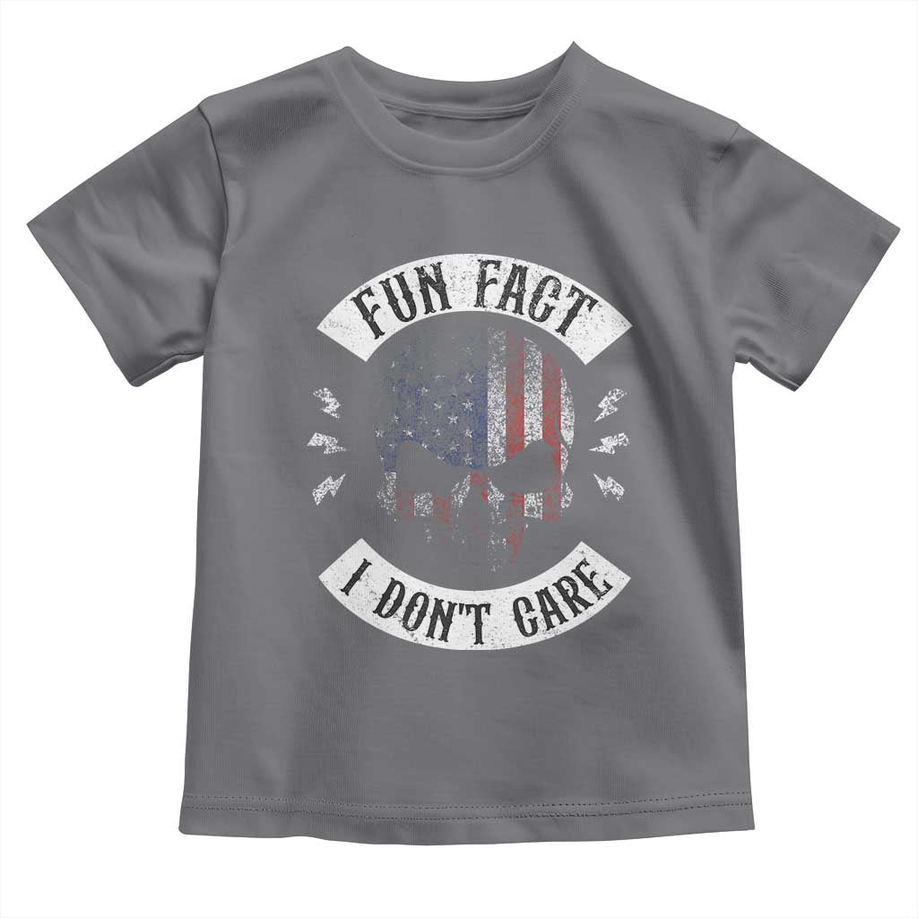 Fun Fact I Dont Care Toddler T Shirt Retro US Flag Skull Skeleton Funny Saying Quote