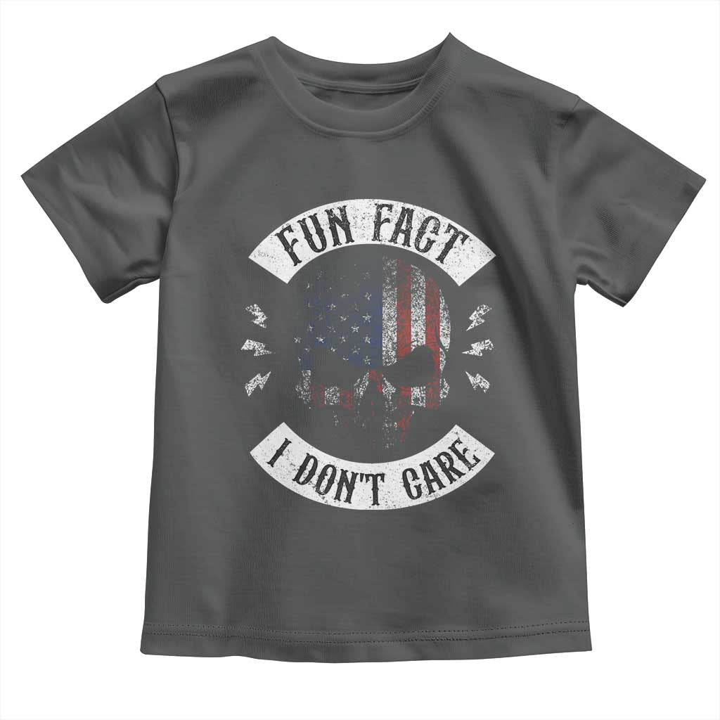 Fun Fact I Dont Care Toddler T Shirt Retro US Flag Skull Skeleton Funny Saying Quote