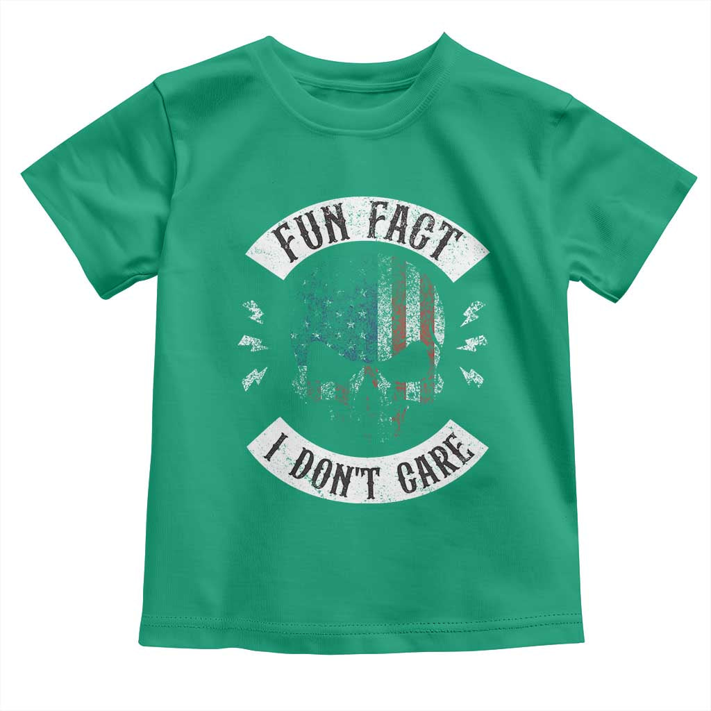 Fun Fact I Dont Care Toddler T Shirt Retro US Flag Skull Skeleton Funny Saying Quote