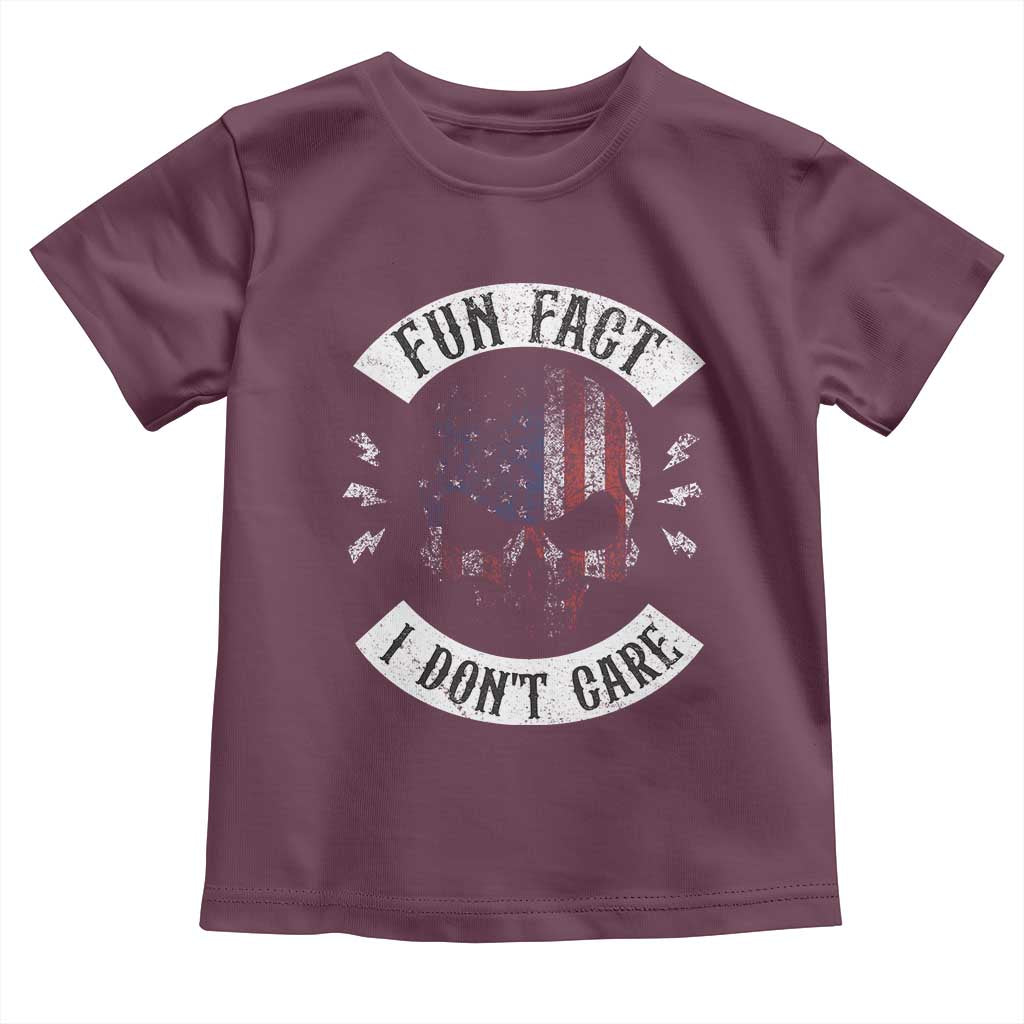 Fun Fact I Dont Care Toddler T Shirt Retro US Flag Skull Skeleton Funny Saying Quote