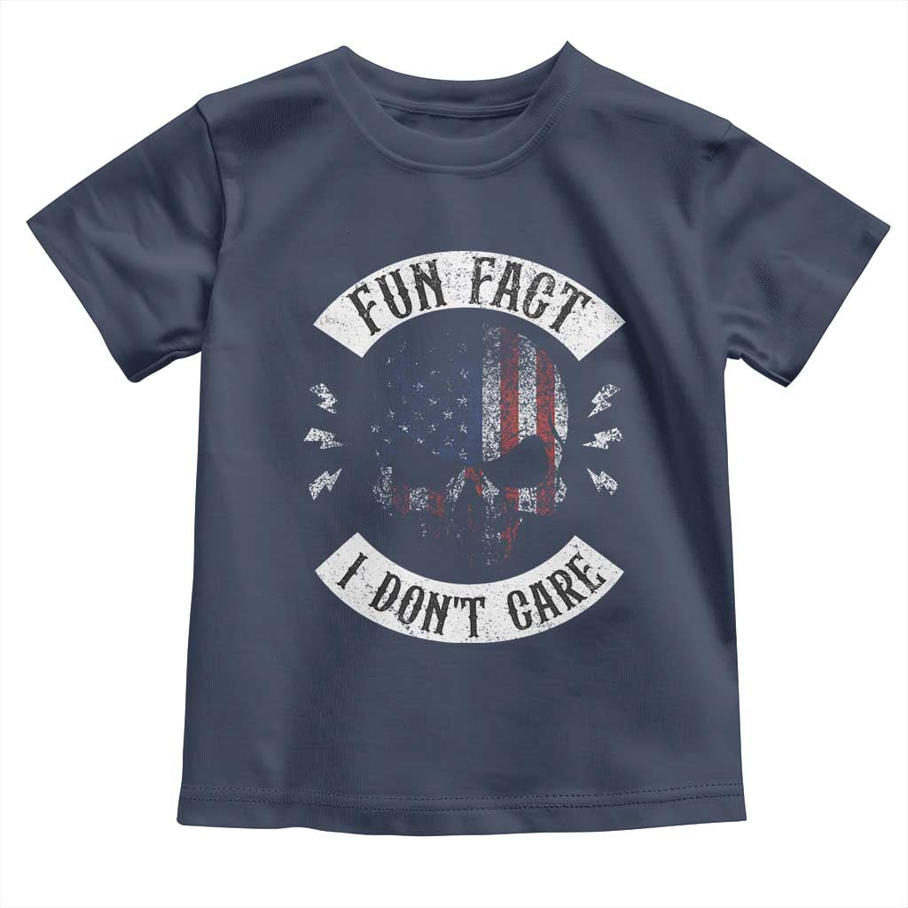 Fun Fact I Dont Care Toddler T Shirt Retro US Flag Skull Skeleton Funny Saying Quote