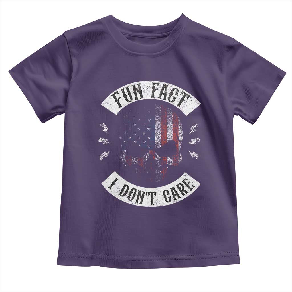 Fun Fact I Dont Care Toddler T Shirt Retro US Flag Skull Skeleton Funny Saying Quote