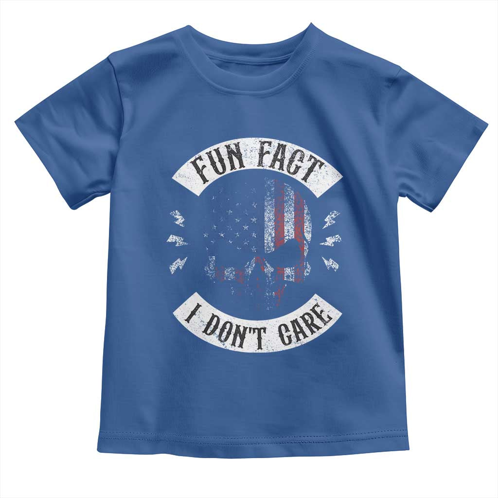 Fun Fact I Dont Care Toddler T Shirt Retro US Flag Skull Skeleton Funny Saying Quote