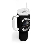 Fun Fact I Dont Care Tumbler With Handle Retro US Flag Skull Skeleton Funny Saying Quote