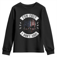 Fun Fact I Dont Care Youth Sweatshirt Retro US Flag Skull Skeleton Funny Saying Quote