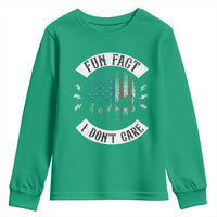 Fun Fact I Dont Care Youth Sweatshirt Retro US Flag Skull Skeleton Funny Saying Quote
