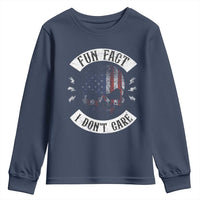 Fun Fact I Dont Care Youth Sweatshirt Retro US Flag Skull Skeleton Funny Saying Quote