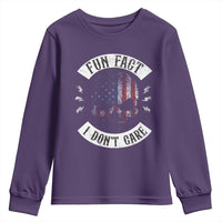 Fun Fact I Dont Care Youth Sweatshirt Retro US Flag Skull Skeleton Funny Saying Quote