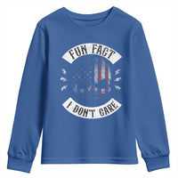 Fun Fact I Dont Care Youth Sweatshirt Retro US Flag Skull Skeleton Funny Saying Quote