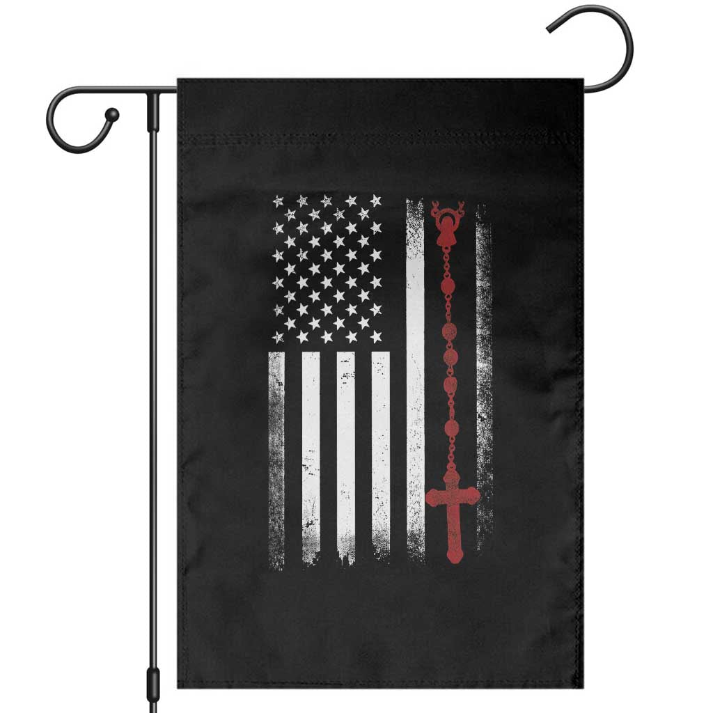 American Flag Rosary Catholic Cross Garden Flag
