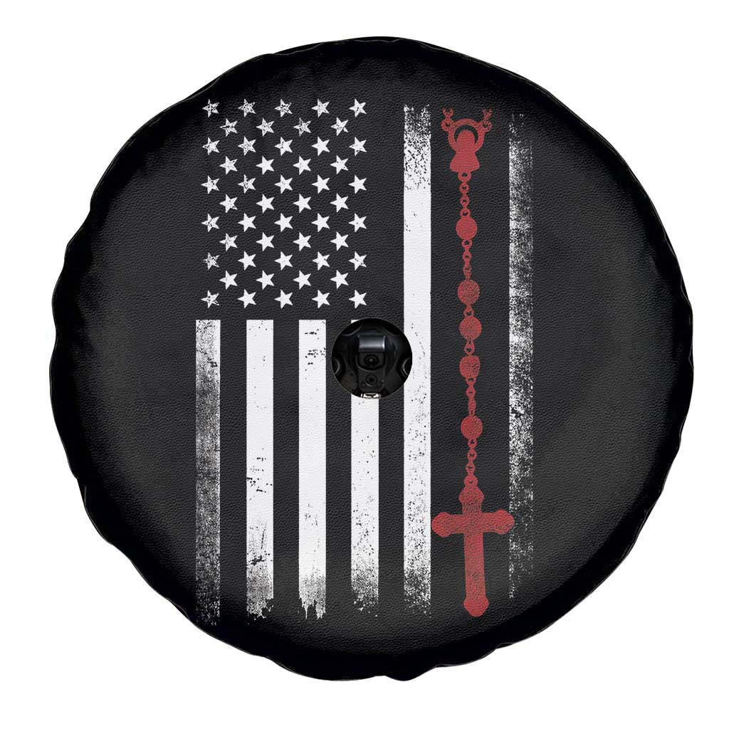 American Flag Rosary Catholic Cross Spare Tire Cover