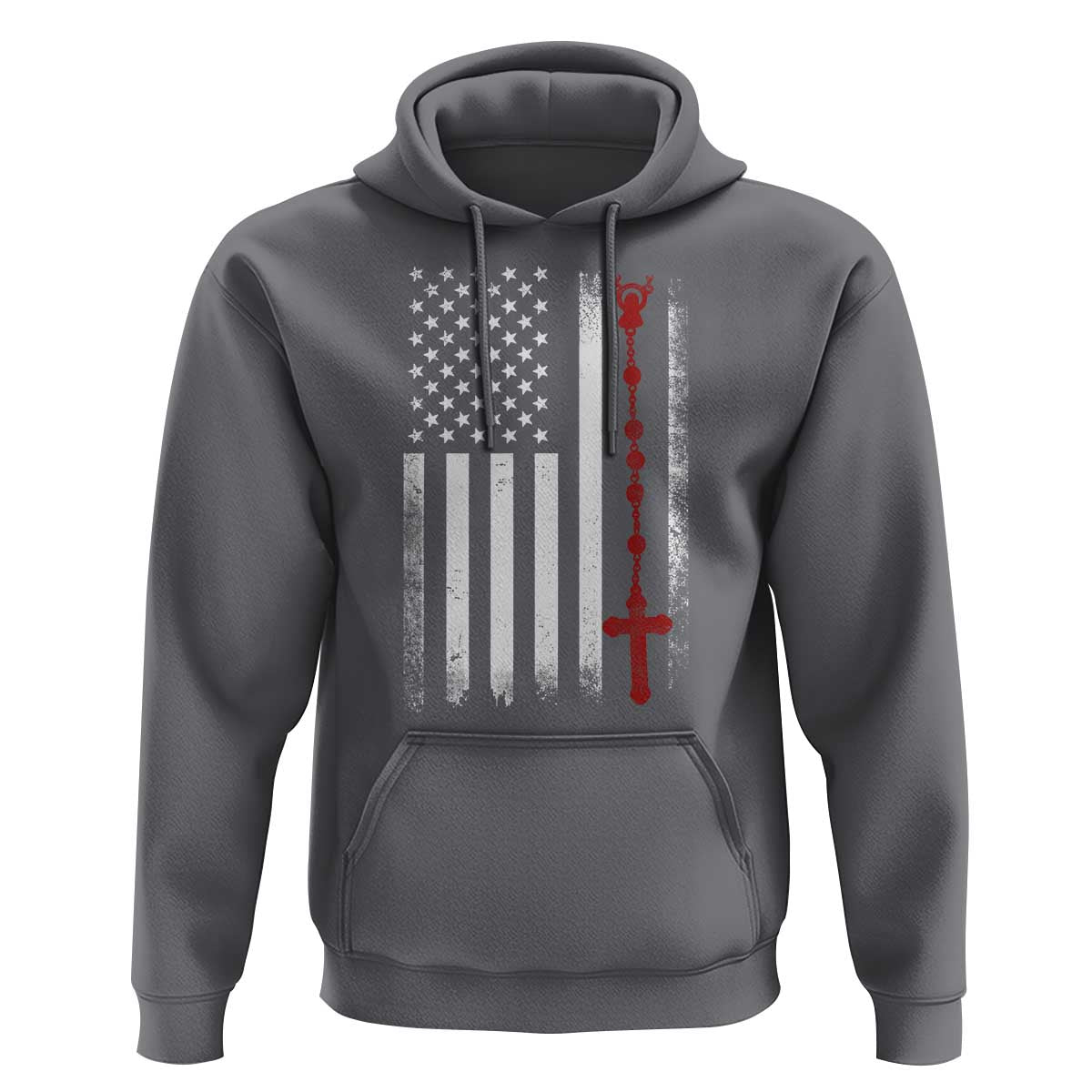 American Flag Rosary Catholic Cross Hoodie