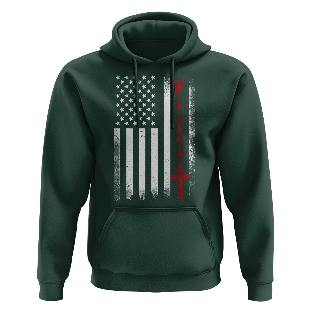 American Flag Rosary Catholic Cross Hoodie