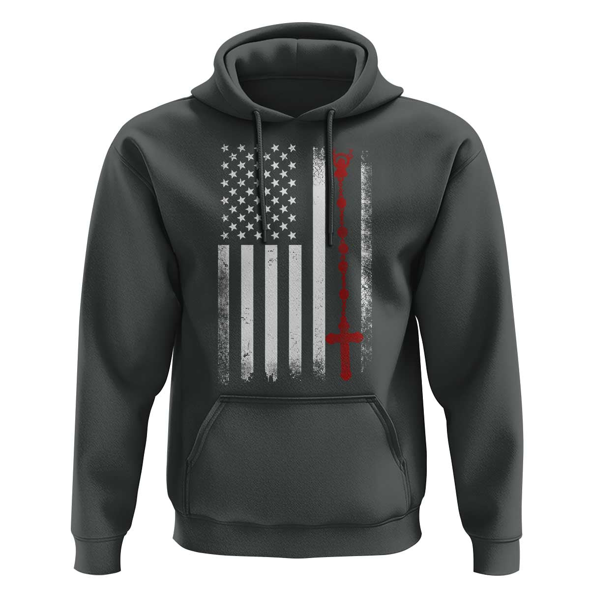 American Flag Rosary Catholic Cross Hoodie